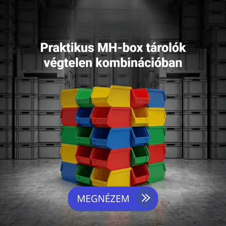MH-box műanyag tárolók raktári felhasználásra, több színben, dobozrendelo.hu