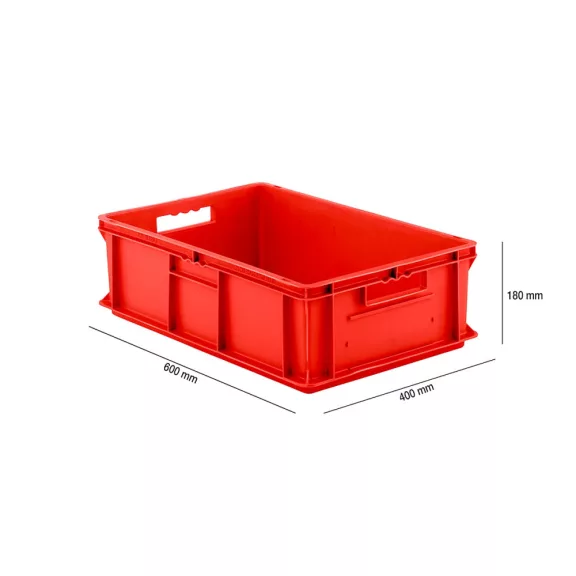 Tároló- és szállítódoboz EF 6180, 600 x 400 x 180 mm, piros, PP Tároló- és szállítódoboz EF 6180, 600 x 400 x 180 mm, piros, PP