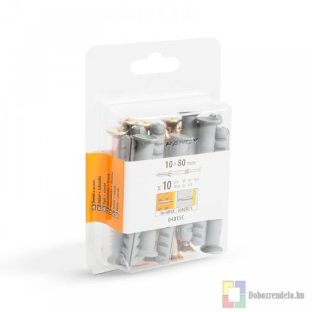 Tipli + csavar - 10 x 80 mm - 10 db / csomag