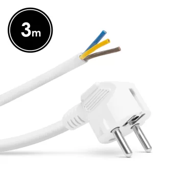   Hálózati szerelhető tápkábel dugóval - 3 m kábellel - 3 x 1,5 mm² - fehér 