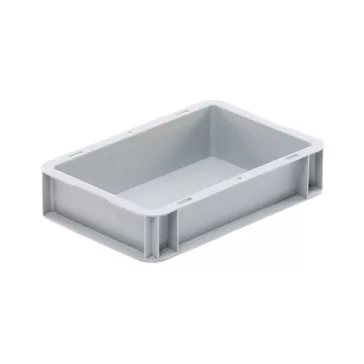   Basicline Euro láda 300x200x70 mm, alja és oldala zárt, Szürke