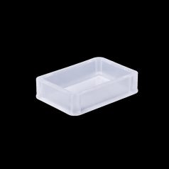   Basicline Euro láda 300x200x70 mm, alja és oldala zárt, Átlátszó