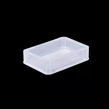   Basicline Euro láda 300x200x70 mm, alja és oldala zárt, Átlátszó