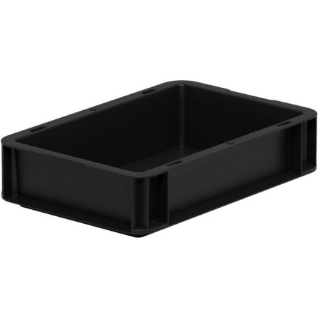Basicline Euro láda 300x200x70 mm, alja és oldala zárt, Fekete