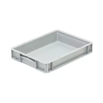   Basicline Euro láda 400x300x70 mm, alja és oldala zárt, Szürke