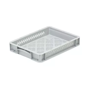 Basicline Euro láda 400x300x70 mm, perforált, Szürke