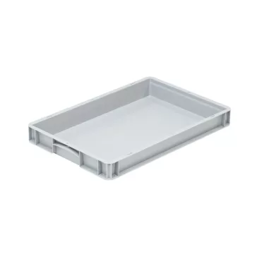   Basicline Euro láda 600x400x70 mm, alja és oldala zárt, Szürke