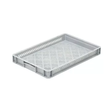 Basicline Euro láda 600x400x70 mm, perforált, Szürke