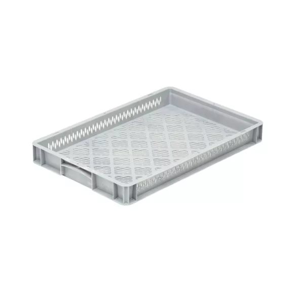 Basicline Euro láda 600x400x70 mm, perforált, Szürke Basicline Euro láda 600x400x70 mm, perforált, Szürke