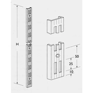 Element System Falsín 1000 mm Kétlyuksoros, Alu/Ezüst