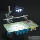 Paneltartó nagyítóval és krokodilcsipeszekkel akár 10x nagyítás