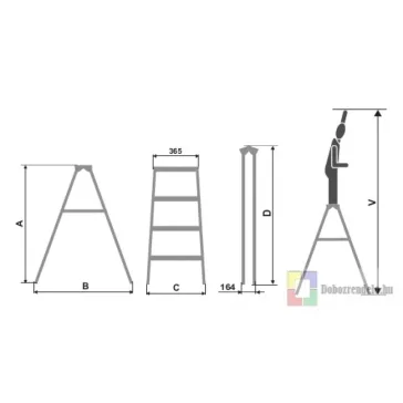 Két Oldalt Járható Alu Létra 2X4