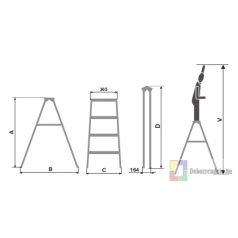 Két Oldalt Járható Alu Létra 2X5