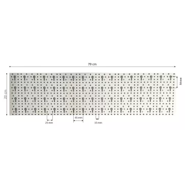 Element System Perforált Lemez 800X200 mm,Alu/Ezüst