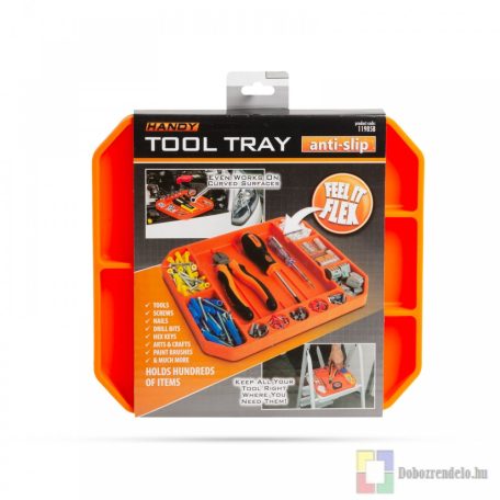 Gumi szerszámos tálca tárolórekeszekkel - vonalzóval - 26 x 23,5 x 2,5 cm