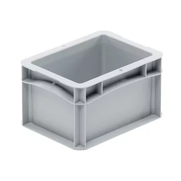   Basicline Euro láda 200x150x120 mm, alja és oldala zárt, Szürke