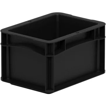   Basicline Euro láda 200x150x120 mm, alja és oldala zárt, Fekete