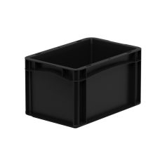   Basicline Euro láda 300x200x120 mm, alja és oldala zárt, Fekete
