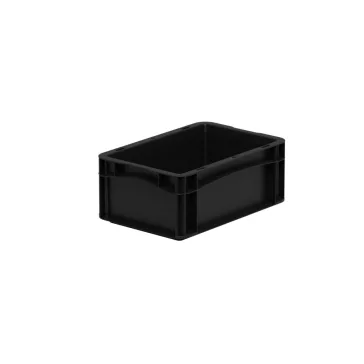   Basicline Euro láda 300x200x120 mm, alja és oldala zárt, Fekete