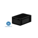 Basicline Euro láda 300x200x120 mm, alja és oldala zárt, Fekete