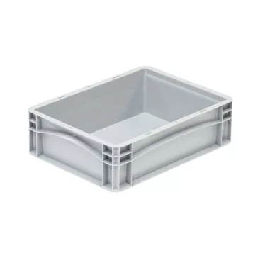   Basicline Euro láda 400x300x120 mm, alja és oldala zárt, Szürke