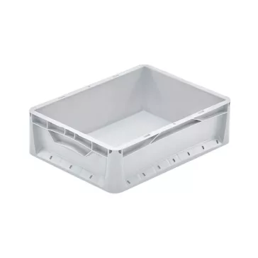   Lightline Euro láda, Euro láda, 400x300x120 mm, alja és oldala zárt, Szürke