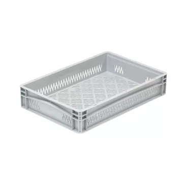Basicline Euro láda 600x400x120 mm, perforált, Szürke