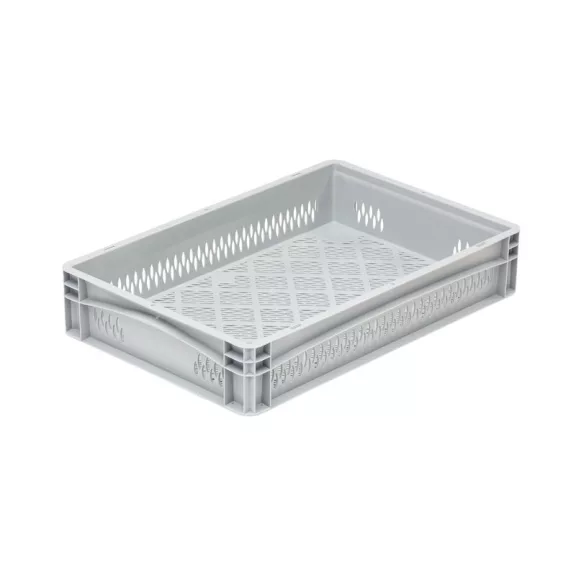 Basicline Euro láda 600x400x120 mm, perforált, Szürke Basicline Euro láda 600x400x120 mm, perforált, Szürke