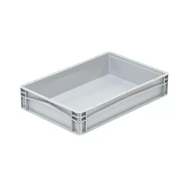   Basicline Euro láda 600x400x120 mm, alja és oldala zárt, Szürke