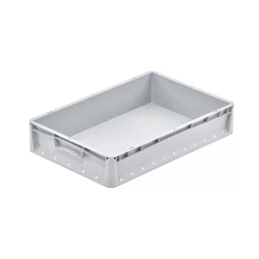   Lightline Euro láda, Euro láda, 600x400x120 mm, alja és oldala zárt, zárt markolat, Szürke