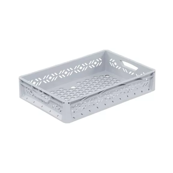 Lightline Euro láda, 600x400x120 mm perforált , Szürke Lightline Euro láda, 600x400x120 mm perforált , Szürke