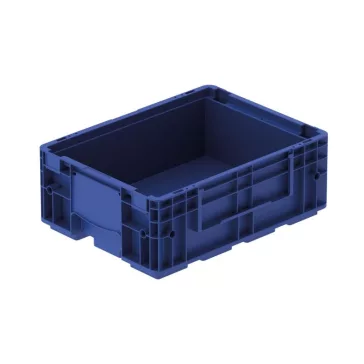   R-KLT 4315 Megerősített műanyag láda, 400 × 300 × 150 mm, alja zárt és bordázott, oldala zárt, zárt markolat, kék (RAL 5003)