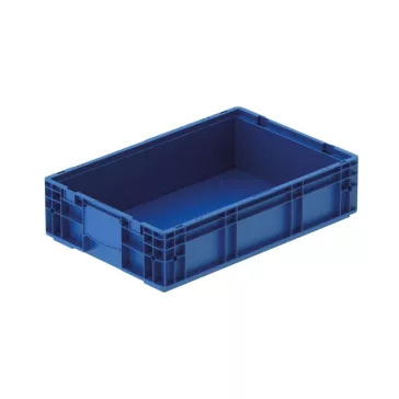   RL-KLT 6147 Megerősített, könnyített műanyag láda, 600 × 400 × 150 mm, alja zárt, oldala zárt, zárt markolat, kék (RAL 5005)