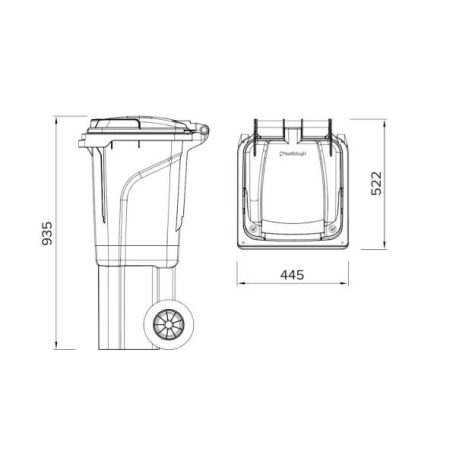 Háztartási kuka 60L ANTRACITSZÜRKE kerekes