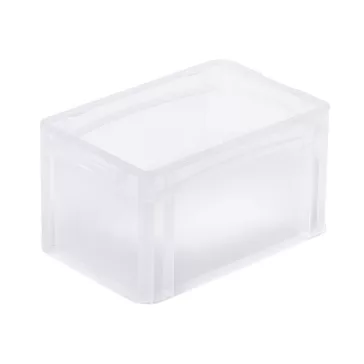   Basicline Euro láda 300x200x170 mm, alja és oldala zárt, Átlátszó