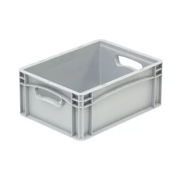   Basicline Euro láda 400x300x170 mm, alja és oldala zárt, nyitott markolat, Szürke