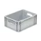 Basicline Euro láda 400x300x170 mm, alja és oldala zárt, nyitott markolat, Szürke
