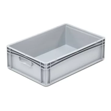   Basicline Euro láda 600x400x170 mm, alja és oldala zárt, Szürke
