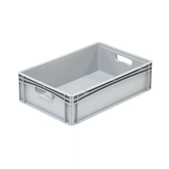 Basicline Euro láda 600x400x170 mm, alja és oldala zárt, nyitott markolat, Szürke Basicline Euro láda 600x400x170 mm, alja és oldala zárt, nyitott markolat, Szürke