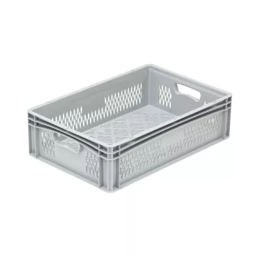   Basicline Euro Láda 600 x 400 x 170 mm, oldalai és alja bordázott, nyitott fogantyúval, szürke