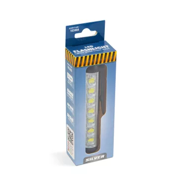   LED-es zseblámpa - munkalámpa móddal - 400 mAh akkumulátor - XPE + SMD LED - 500 lm - IP55 - ezüst 