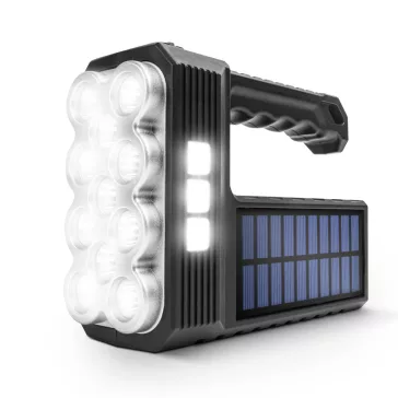   Szolár COB LED zseblámpa - munkalámpa funkcióval - 1200 mAh - MicroUSB - 1000 lumen - IP55 