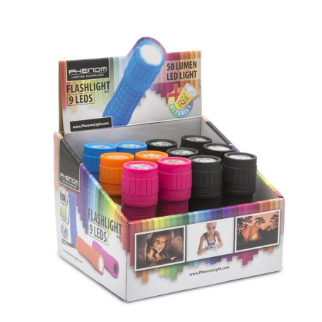 LED-es elemlámpa ajándék elemmel - fekete