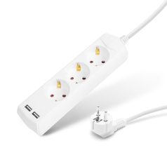 Elosztó 3-as - 3 x 1,5 mm² - 1,5 m - 2 x USB-vel