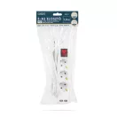 Elosztó 3-as - 3 x 1,5 mm - 1,5 m - 2 x USB-vel - kapcsolós 