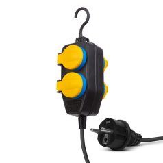   Kültéri elosztó fedéllel - 1,5 m - 4 x 230V - 3 x 1,5 mm2, gumi - IP44