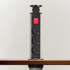   Rejtett elosztó 3-as szálcsiszolt titán fekete kapcsolóval