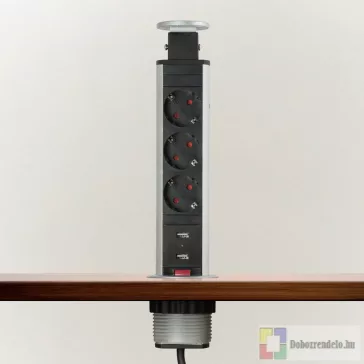 Rejtett elosztó 3-as + 2 USB szálcsiszolt