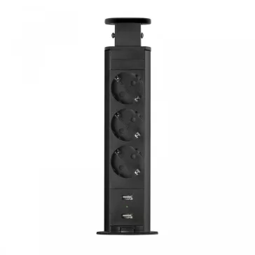 Rejtett elosztó 3-as + 2 x USB - matt fekete