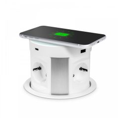   Rejtett elosztó - 4-es + vezeték nélküli töltés + 2xUSB + 2xType-C - fehér
